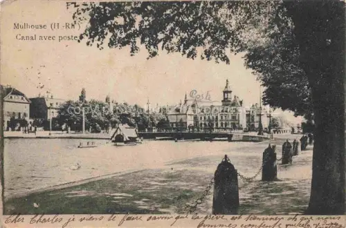 AK / Ansichtskarte MULHOUSE Muehlhausen 68 Haut-Rhin Canal avec la poste Feldpost