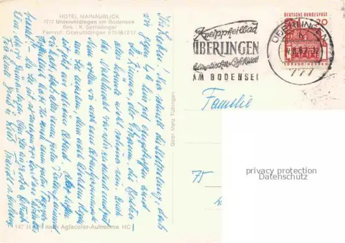 AK / Ansichtskarte Unteruhldingen-Muehlhofen Bodensee Hotel Mainaublick