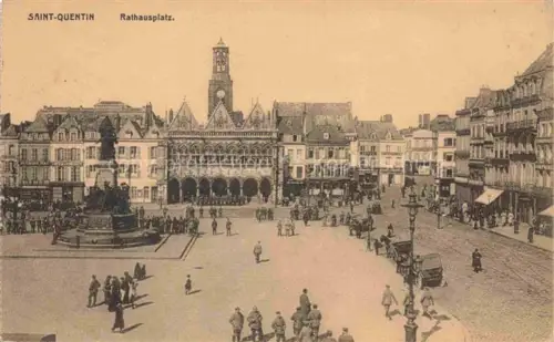 AK / Ansichtskarte Saint-Quentin 02 Aisne Rathausplatz