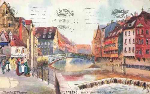 AK / Ansichtskarte FLOWER Charles E. TUCKS-OILETTE UK Nr. 733 Nuernberg Blick vom Troedelmarkt