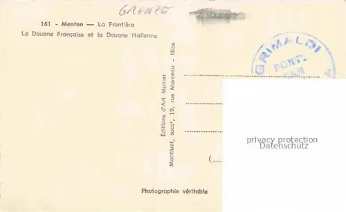 AK / Ansichtskarte Grenze Douane Zoll Frontiere Border-- Menton