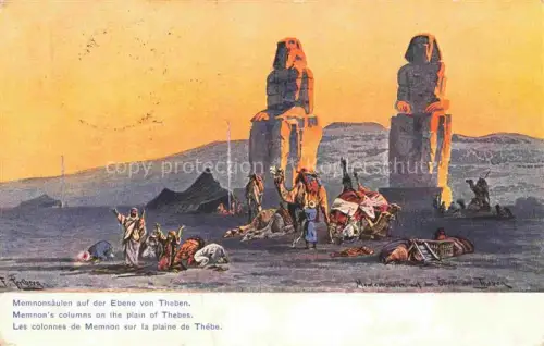 AK / Ansichtskarte PERLBERG F. Nr. Kuenstlerkarte Memnosaeulen Ebene von Theben
