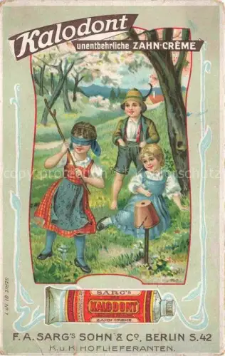 AK / Ansichtskarte Zahncreme Zahnpflege Zahnarzt Dentiste Berufe Kalodont Sarg Sohn Berlin Kinder Litho