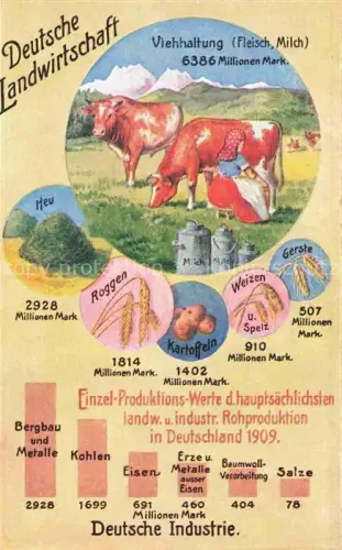 AK / Ansichtskarte Landwirtschaft Agriculturo Agriculture-- Deutsche Industrie Viehhaltung Fleisch Milch 