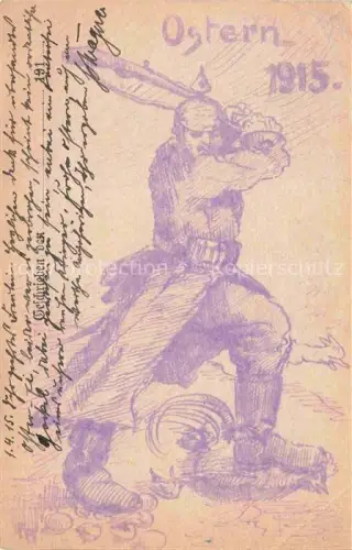 AK / Ansichtskarte Ostern Easter Paques Pasqua-- Soldat Pickelhaube 