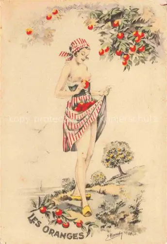 AK / Ansichtskarte Orangen Oranges Naranjas-- Litho Frau