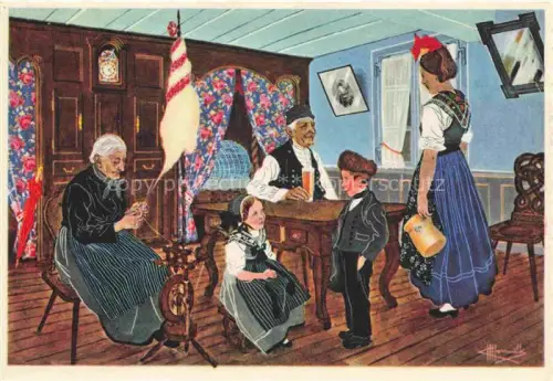 AK / Ansichtskarte HOMUALK Charles (1909-1996) Kuenstlerkarte Oberseebach Wissembourg Trachten Kostuem Kinder 