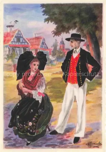 AK / Ansichtskarte HOMUALK Charles (1909-1996) Kuenstlerkarte Blaesheim Trachten Kostuem 