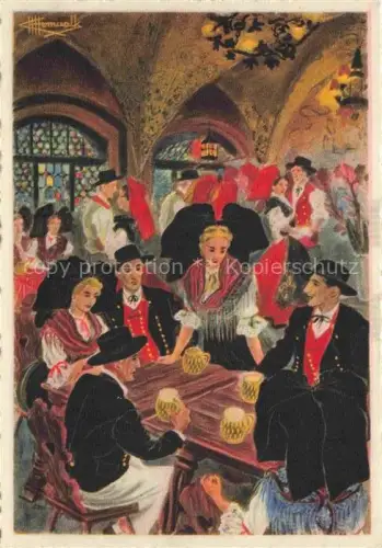 AK / Ansichtskarte HOMUALK Charles (1909-1996) Kuenstlerkarte Strasbourg Maison Kammerzel Trachten 