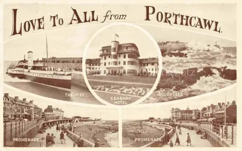 AK / Ansichtskarte Porthcawl Bridgend Wales UK Seabank Hotel Pier Promenade rough sea