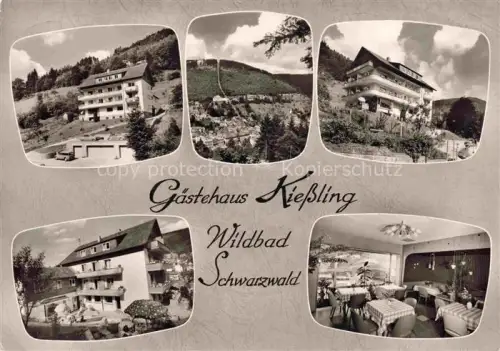 AK / Ansichtskarte WILDBAD  Bad Schwarzwald BW Gaestehaus Kiessling Gastraum Landschaftspanorama