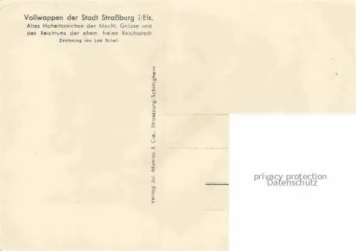 AK / Ansichtskarte Strassburg  Strasbourg 67 Bas-Rhin Vollwappen der Stadt Strassburg Altes Hoheitszeichen