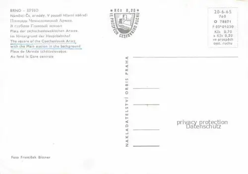 AK / Ansichtskarte BRNO Bruenn CZ Square of the Czechoslovak Army an Main Station in the background