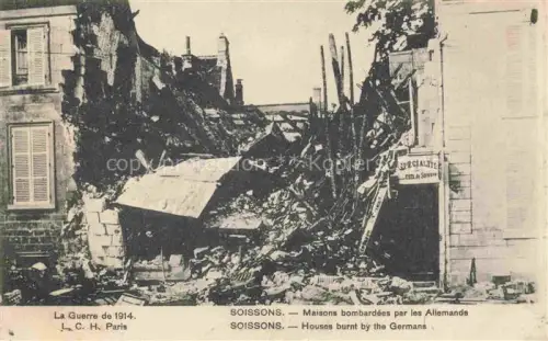 AK / Ansichtskarte Soissons 02 Aisne Maisons bombardees par les Allemands