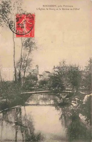 AK / Ansichtskarte Bondaroy Pithiviers 45 Loiret Eglise Le Bourg et la Riviere de l'OEuf