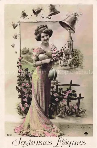 AK / Ansichtskarte Ostern Easter Paques Pasqua-- Glocke Frau 