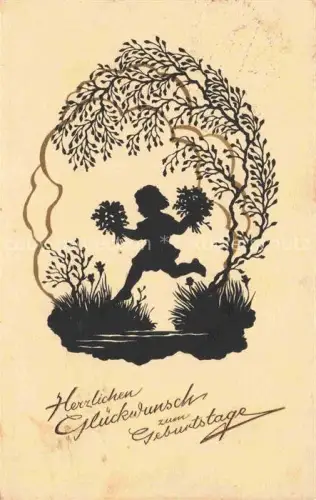 AK / Ansichtskarte DOBSKY Karlheinz SCHATTENBILDKARTE Shadowbolt Scherenschnitt-AK Nr. 6269 Glueckwunsch Geburtstag Kind 