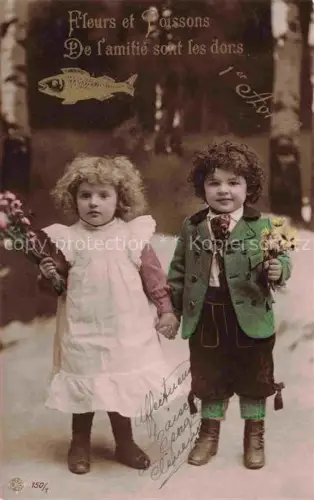 AK / Ansichtskarte Foto DLG Nr. 150/1 Kinder Fleurs et Poissons