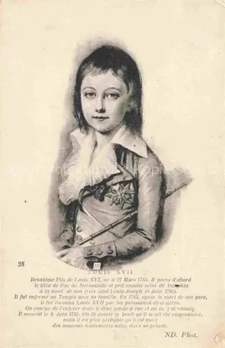 AK / Ansichtskarte Adel France Frankreich Monarchie Louis XVII 