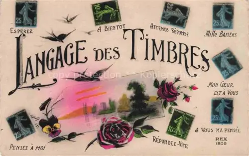AK / Ansichtskarte BriefmarkenSPRACHE auf Ak Language des Timbres-- REX Nr. 1806 Es Perez Pensez a moi Bientot 