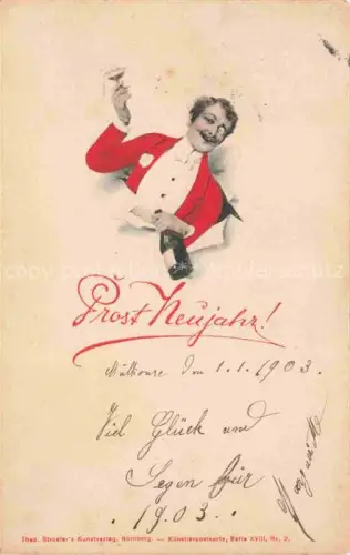 AK / Ansichtskarte STROEFERS STROEFER Theo Nuernberg Verlag Nr. 2 Prost Neujahr Sekt 