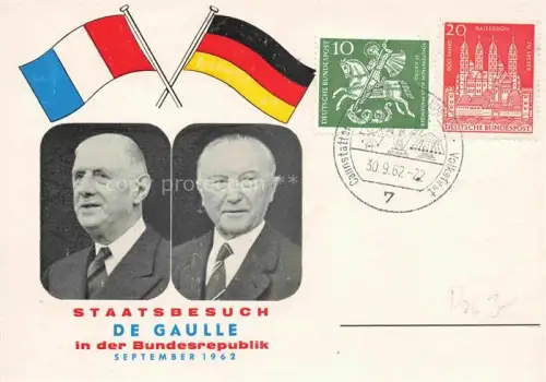 AK / Ansichtskarte ADENAUER Konrad (1876-1967) Politik Deutschland CDU Staatsbesuch De Gaulle 