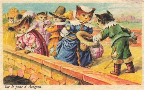 AK / Ansichtskarte AVIGNON 84 Vaucluse Sur le pont d'Avignon Volkslied 16. Jhdt. Kuenstlerkarte