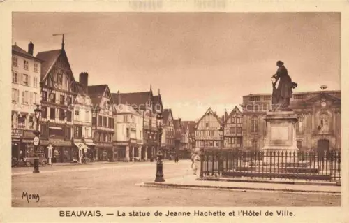 AK / Ansichtskarte BEAUVAIS  60 Oise La statue de Jeanne Hachette et l'Hotel de Ville