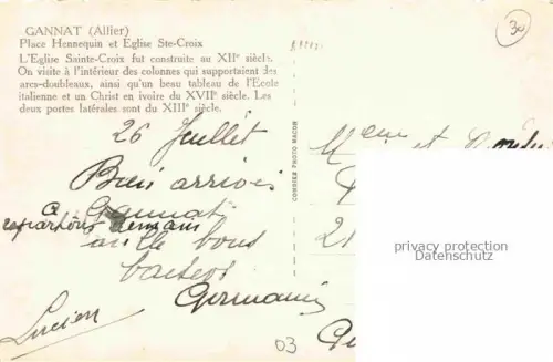 AK / Ansichtskarte Gannat Vichy 03 Allier Place Hennequin et Eglise Ste Croix