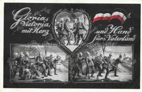 AK / Ansichtskarte Schwarz Weiss Rot-Flagge (SWR) Litho Gloria Victoria Herz Vaterland WssB Nr. 955