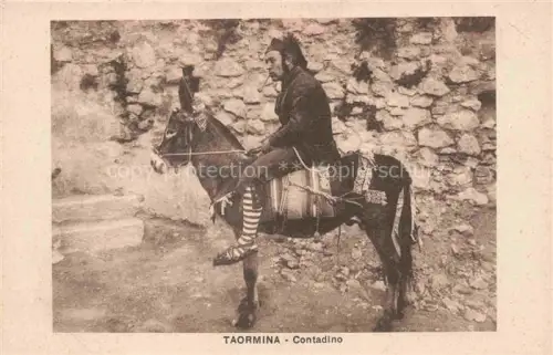 AK / Ansichtskarte Esel Donkey Ane Burro Asno Asino-- Taormina Contadino