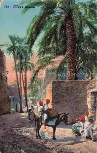 AK / Ansichtskarte Esel Donkey Ane Burro Asno Asino-- Village arabe