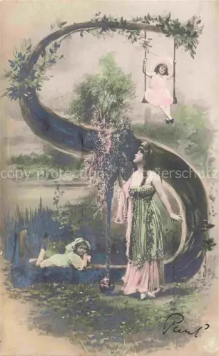 AK / Ansichtskarte Buchstabenkarte Letter Lettre S Kinder Frau 