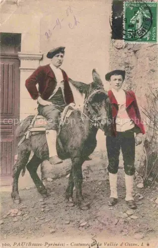 AK / Ansichtskarte Esel Donkey Ane Burro Asno Asino-- Pau Costumes Vallee Ossan