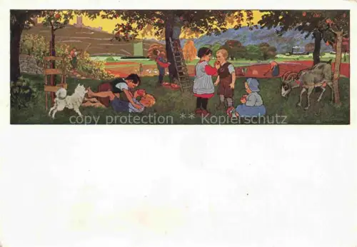 AK / Ansichtskarte KEUTEL Richard (Verlag Lahr) Kuenstlerpostkarte Nr. 139 Kinder Apfelbaum Ziege Hund Litho 