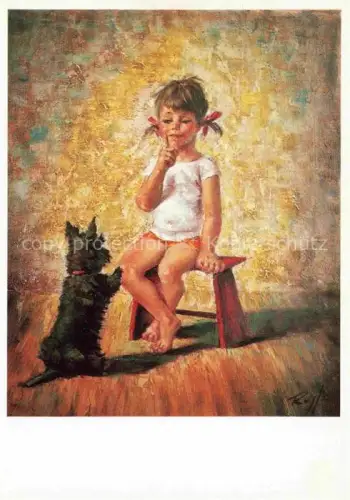 AK / Ansichtskarte FREY Roland Kuenstlerkarte Kleine Dompteuse Little tamer Maedchen Hund 