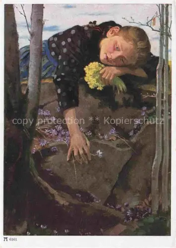 AK / Ansichtskarte SCHAUPP Richard Kuenstlerkarte Nr. 6161 Muenchen Osterblumen Maedchen 