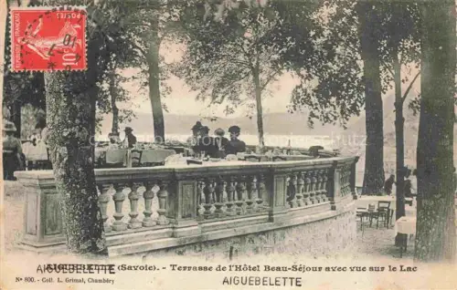 AK / Ansichtskarte Aiguebelette ANNECY 74 Haute-Savoie Terrasse de l'Hôtel Beau Séjour avec vue sur le lac