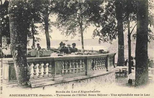 AK / Ansichtskarte Aiguebelette ANNECY 74 Haute-Savoie Terrasse de l'Hôtel Beau Séjour vue splendide sur le lac