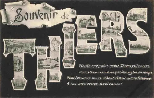 AK / Ansichtskarte THIERS 63 Puy-de-Dome Vues d'ensemble Schriftzug
