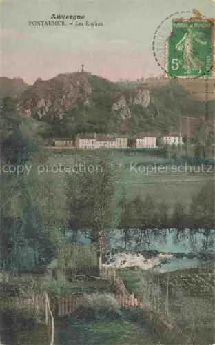 AK / Ansichtskarte Pontaumur RIOM 63 Puy-de-Dome Vue générale et les roches