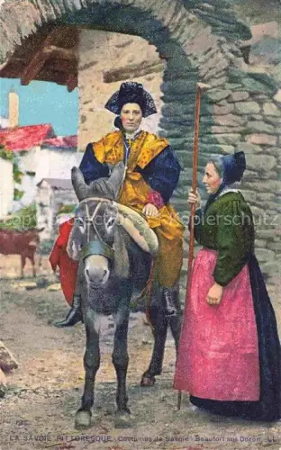 AK / Ansichtskarte Esel Donkey Ane Burro Asno Asino-- Costunes de Savoie 