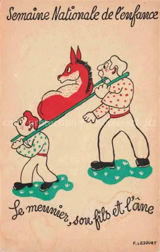 AK / Ansichtskarte Esel Donkey Ane Burro Asno Asino-- Comite National de L Enfance F. Lesourt 