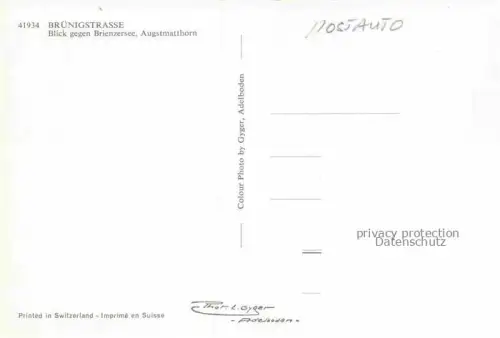 AK / Ansichtskarte Postbus Postauto Omnibus Bruenigstrasse Brienzersee Augstmatterhorn 