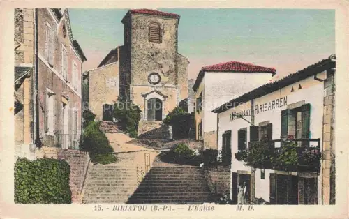 AK / Ansichtskarte Biriatou BAYONNE 64 Pyrenees-Atlantiques Eglise Restaurant Hiribarren