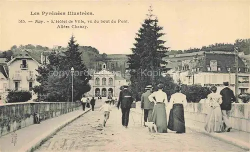 AK / Ansichtskarte Nay Coarraze Pau 64 Pyrenees-Atlantiques Hôtel de Ville vu du bout du pont Allées Chanzy