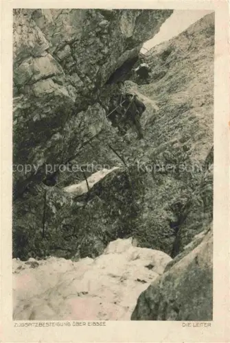 AK / Ansichtskarte Bergsteigen Klettern Mountaineering Alpinisme Alpinismo-- Zugspitzbesteigung ueber Eibsee Die Leiter 