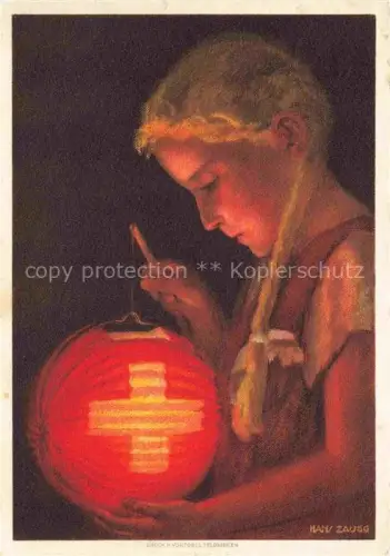 AK / Ansichtskarte ZAUGG Hans Kuenstlerkarte Schweiz Bundesfeier Festa Nationale Kind Laterne Schweiz