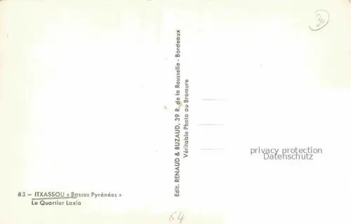 AK / Ansichtskarte Itxassou Itsatsou Bayonne 64 Pyrenees-Atlantiques Le Quartier Laxia vue aérienne