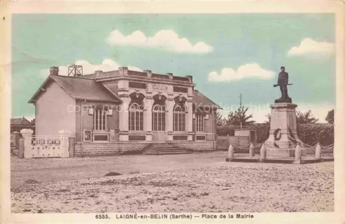 AK / Ansichtskarte Laigne-en-Belin LE MANS 72 Sarthe Place de la Mairie Monument Statue